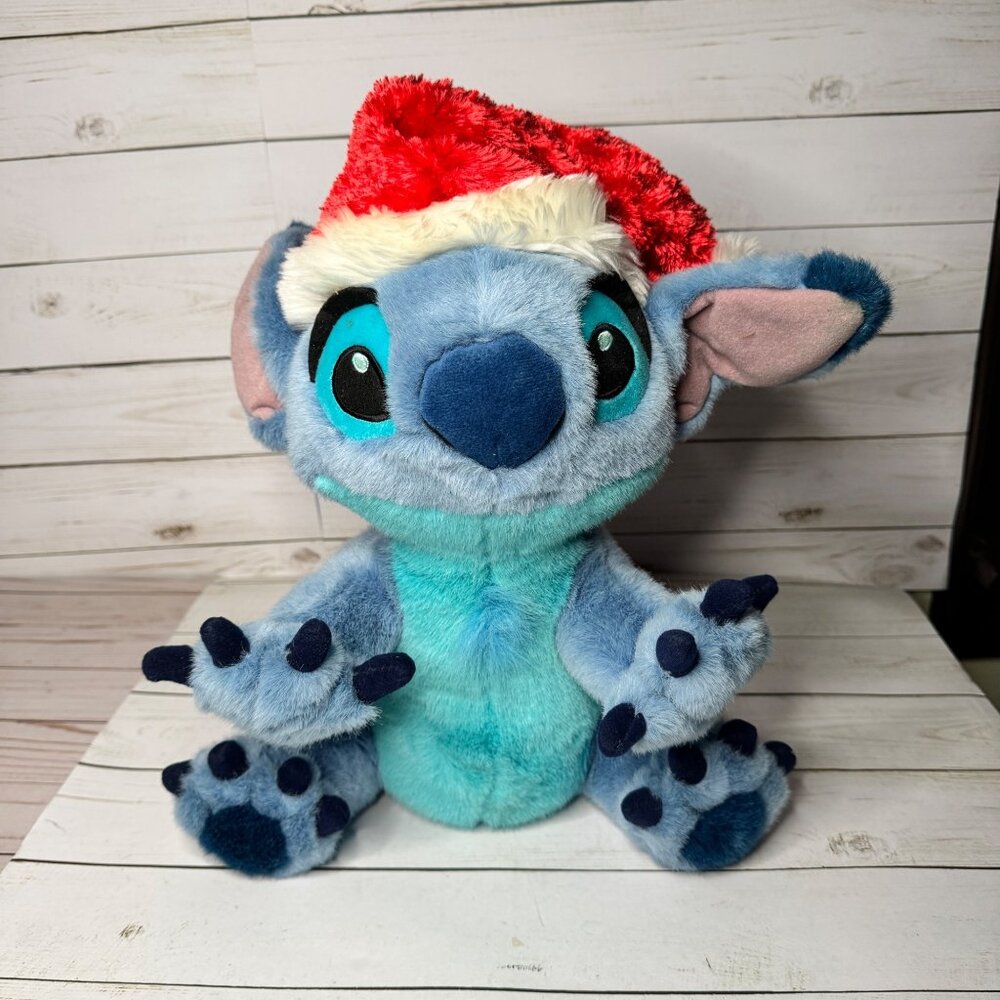 Walt Disney World Stitch with Christmas Stocking‎ Cap 12" Plush Stuffed Animal